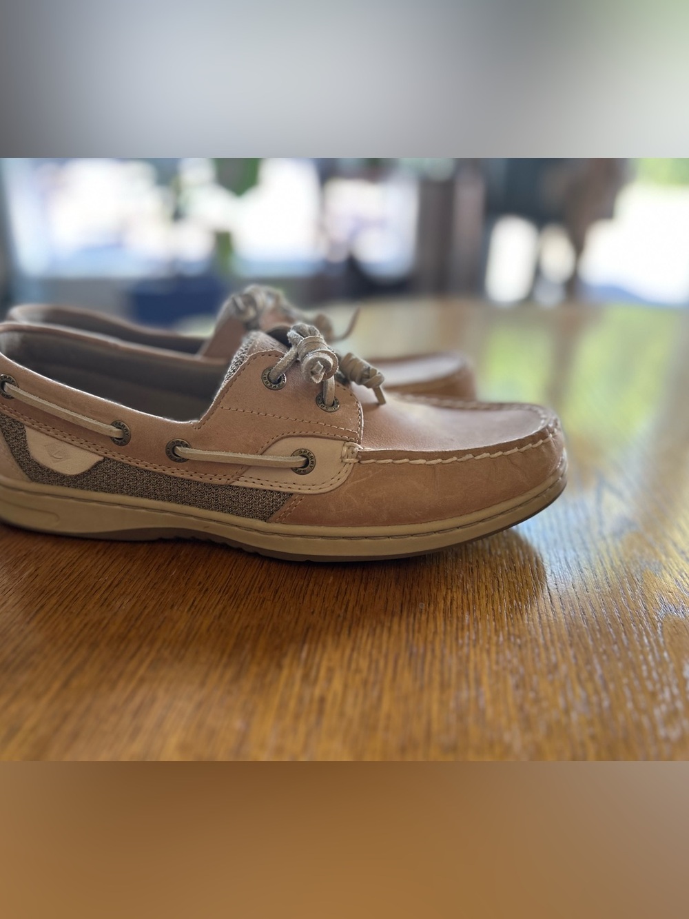 Casual women’s Boat Shoes in Light Tan - Picture 6 of 7